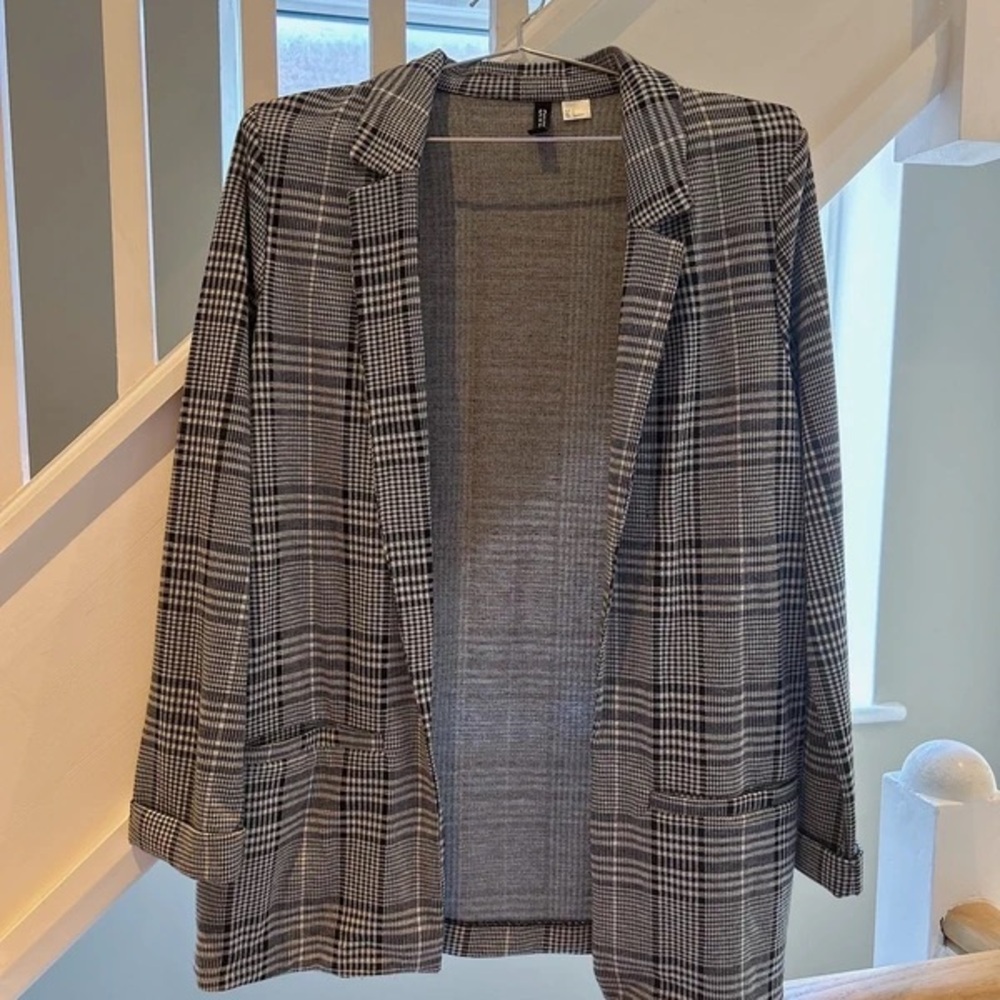 H&M Monochrome Plaid Blazer
